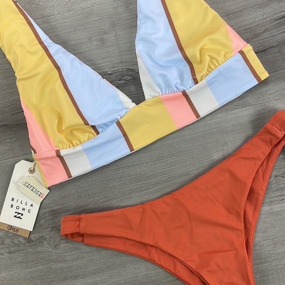 ☀️BILLABONG☀️RVCA☀️FEELING SUNNY PLUNGE SOLID SKIMPY BIKINI SET - Picture 6 of 17